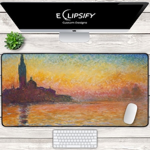 San Giorgio Mouse Pad, Claude Monet Mouse Pad, Claude Monet Desk Mat, xxl mousepad, Laptop Mat, Desk Pad, Desk Decor, Desktop Mat