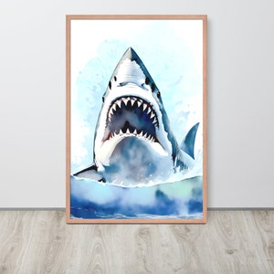Great White Shark WaterColor, Shark decor, Shark Watercolour wall decor, Shark Poster, Shark Print, Sharks Art, Shark Watercolor