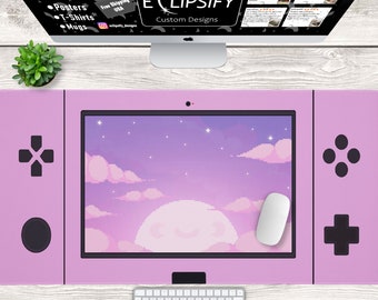 Retro Konsole Pixel Art Mauspad, Retro Konsole Pixel Art Mauspad, Wolken, Kawaii, Cute, Pink Mauspad, Gaming Mauspad, Gaming Schreibtischmatte