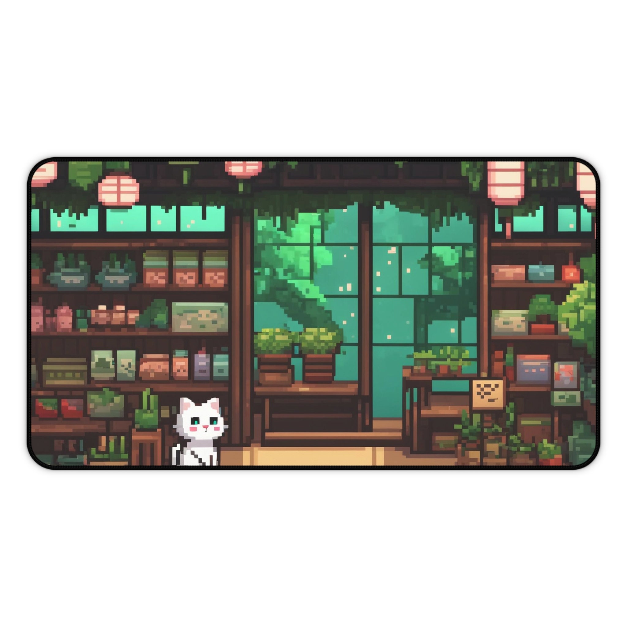 Japanese Pixel Art Cat Mouse Pad Japanese Pixel Art Cat Desk - Etsy