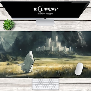 Wizard Mouse Pad, Wizard Castle Desk Mat, Magical Mouse Pad, Pastel Desk Mat, Lord, Gaming Mouse Pad, Gaming Desk Mat, Rings