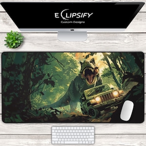 Jurassic Dinosaur Mouse Pad, Dinosaur Desk Mat, Jurassic Desk Mat, T-Rex, TCG Play Mat, MTG Mat, Gaming Mouse Pad, Gaming Desk Pad, Fantasy