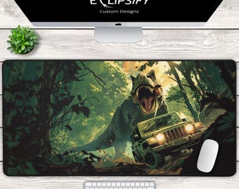Jurassic Dinosaur Mouse Pad, Dinosaur Desk Mat, Jurassic Desk Mat