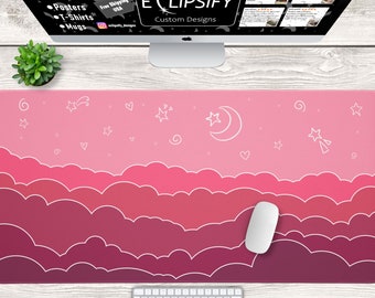 Kawaii Mouse Pad, Pink Desk Mat, Cosy Gaming Mouse Pad, Lofi Deskpad, Pastel Laptop Mat, Cute Desk Accessories, Kawaii Desk Decor
