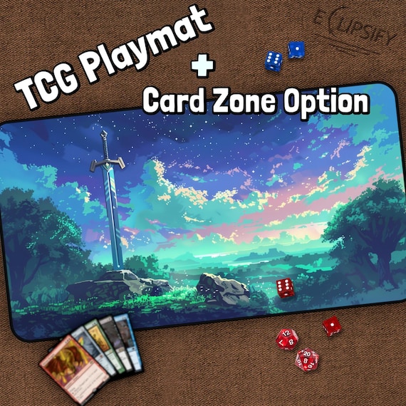 Sword in Stone TCG Playmat, Legend Of, Blue Gaming MTG Play Mat
