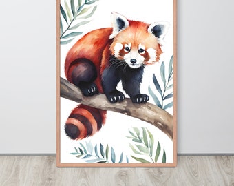 Red Panda Poster Print - Watercolor, Red Panda Wall Art, Kitchen Wall Art, Modern Print Decor, Home Decor, Panda Print, Wall Art