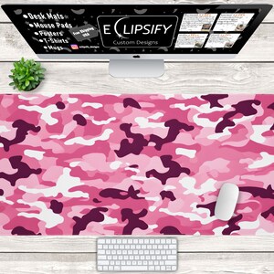 Camo Schreibtischmatte, Camo Mauspad, Pink Schreibtischmatte, Lila Mauspad, Armee Mauspad, Muster Schreibtischmatte, Gaming Mauspad, Gaming Schreibtischmatte