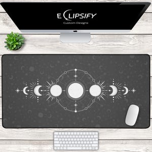 Mond Phasen Mousepad, Himmlische Schreibtisch Matte, Sterne Horoskop Schreibtisch Matte, Mond Lunar Chart Sternzeichen Extra Groß, Kawaii Schreibtisch Dekor, Mond Liebhaber,