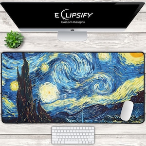 Starry Night Mouse Pad, Van Gogh Art Desk Mat, Starry Night Extended Mouse Pad, xxl mousepad, Laptop Mat, Desk Pad, Desk Decor, Desktop Mat