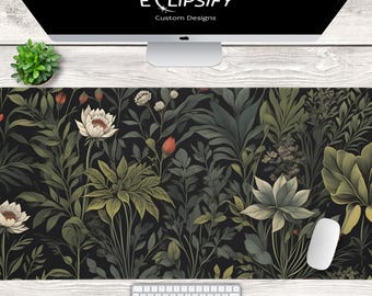 Alfombrilla de ratón con flores y naturaleza, alfombrilla botánica, alfombrilla verde, alfombrilla floral, alfombrilla vintage, alfombrilla para gaming, regalo para gamers.