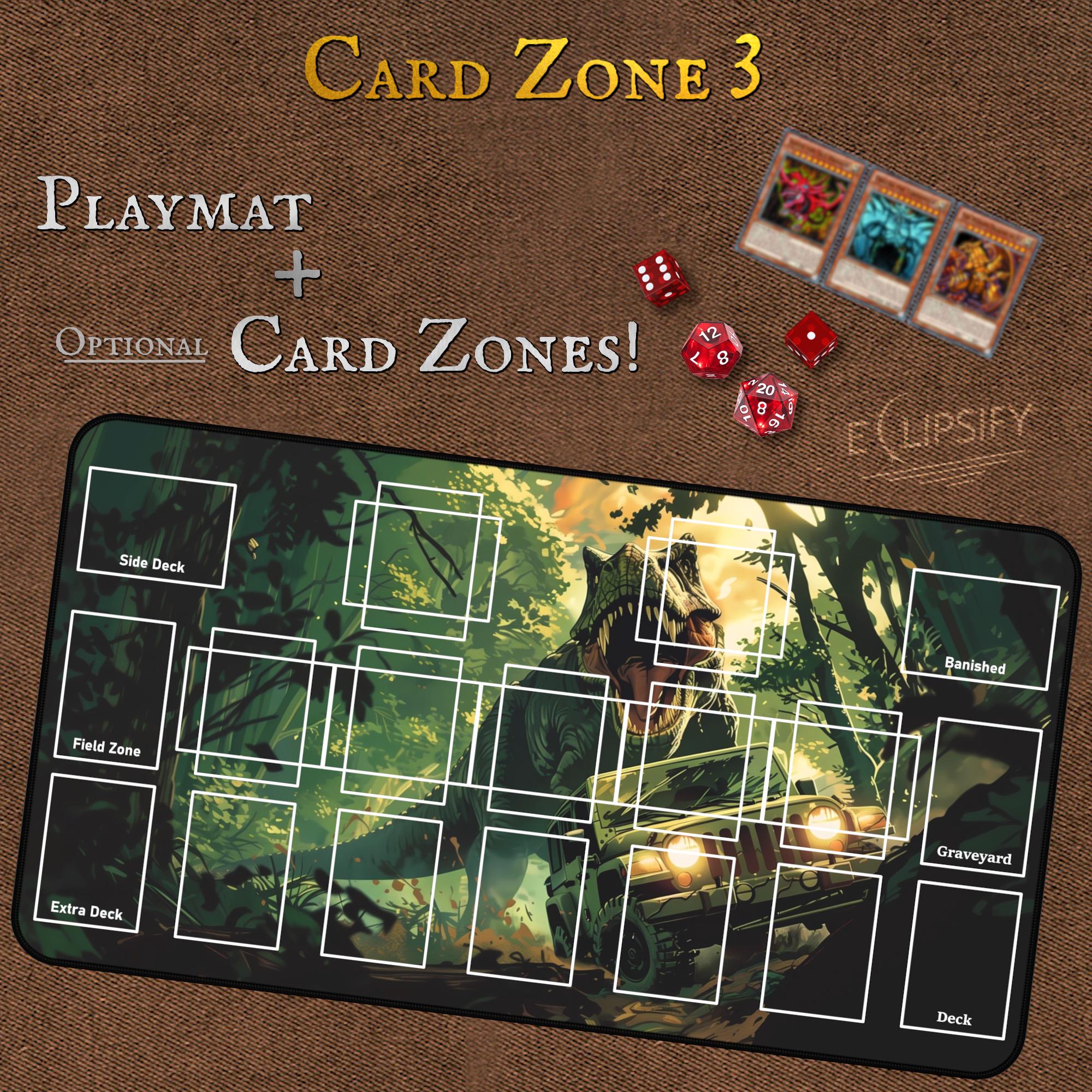 TCG Playmat 61 X 35 Cm – Dinosaur DNA – Sans Zones – Tapis Yu-Gi-Oh! Imperméable Et Double Tissage
