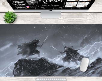 Fantasy Warrior Mouse Pad, Knights Desk Mat, Dungeons, TCG Play Mat, MTG Mat, Thrones, Swords, Gaming Mouse Pad, Gaming Desk Pad, Fantast
