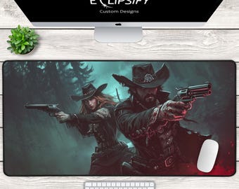 Outlaw Cowboy Hunters Gaming Mouse Pad, Gaming Desk Mat, Redemption Hunters Mouse Pad
