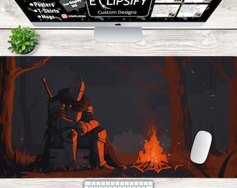 Souls Bonfire Mouse Pad, Souls Desk Mat, Gaming Desk Mat, Video Game Desk Mat, Gaming Mouse Pad, Desk Decor, Minimalist Mouse Pad.