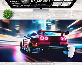 Skyline Car Mouse Pad, Car Desk Mat, Cool Large Mousepad, Custom Desk Pad, Colorful, Extended Laptop Pad, Gaming Mousepad