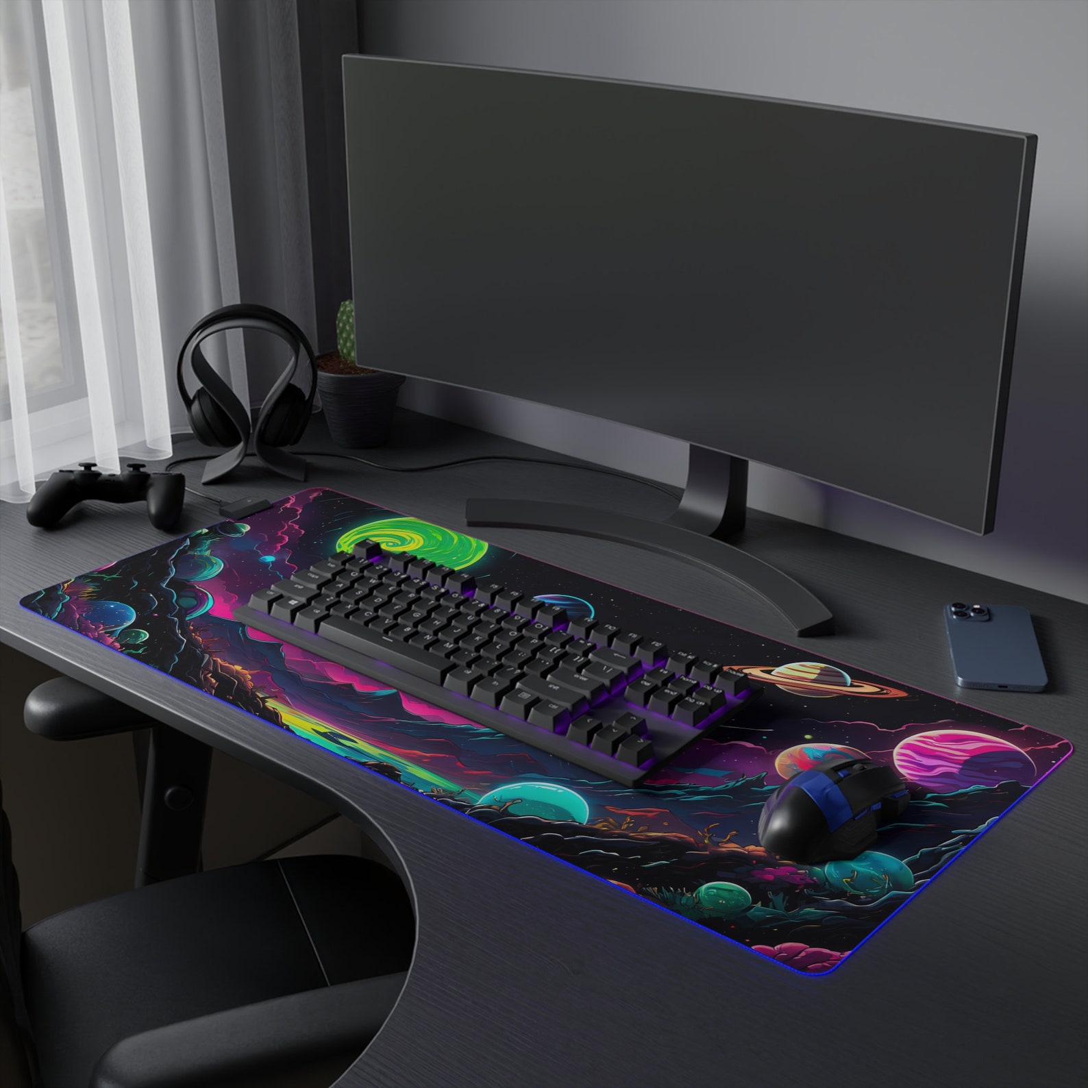 Space Planets Mouse Pad, Space Desk Mat, Galaxy Mouse Pad, Colorful ...