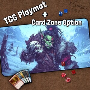 Girl Orc Playmat, Skull Fantasy MTG Play Mat With Zones, World Desk Mat, Playmat, Gifts for Gamers, Board Game, Gaming Mouse Pad, Craft