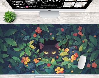 Süße Schreibtischmatte, Kawaii Katzen Mauspad, Ästhetische Pflanzen Natur, Süße Schreibtischunterlage, Niedliches Schreibtischzubehör, Kawaii Schreibtischdekoration