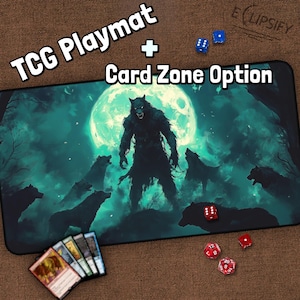 Alfombrilla de juego Wolf Pack TCG, hombre lobo, alfombrilla de escritorio MTG para jugadores de cartas, fantasía, hombre lobo, alfombrilla de juego para juegos de mesa, alfombrilla de ratón para juegos
