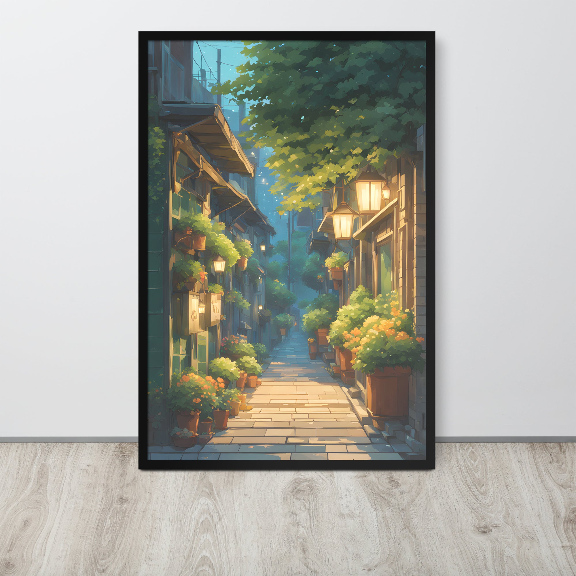 Lofi Flowers Poster, Anime Flowers Poster, Lofi Poster, Japanese Alley Way Print, Kawaii Poster, Flowers Poster, Lofi Art