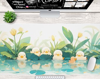 Cute Duck Kawaii Lofi Mouse Pad, Duck Desk Mat, Cute Pastel Desk Mat, Cute Desk Mat, Gaming Mouse Pad, Desk Decor