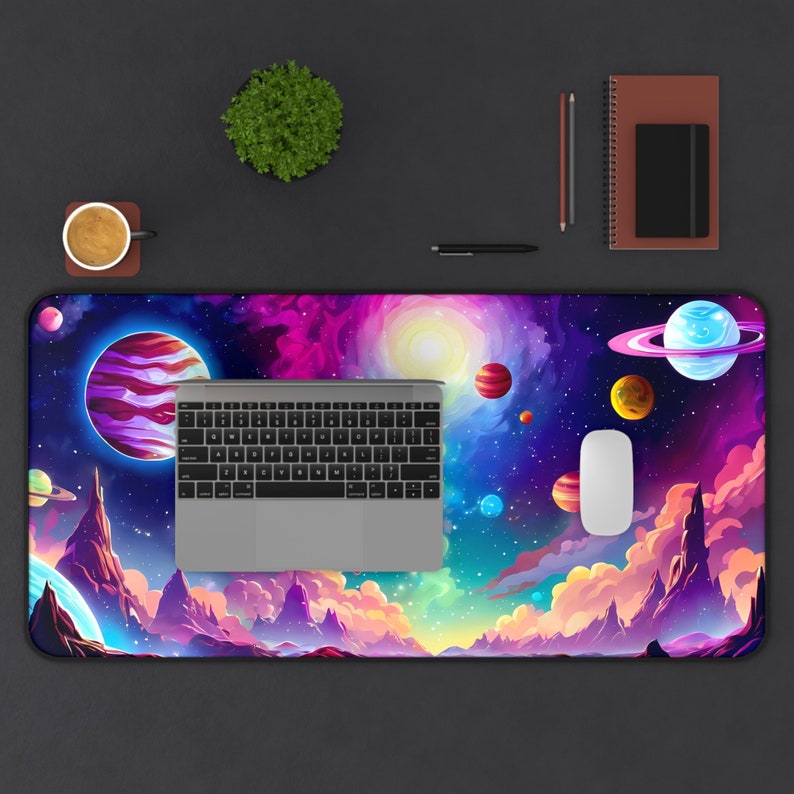 Space Planets Mouse Pad, Space Desk Mat, Galaxy Mouse Pad, Colorful ...