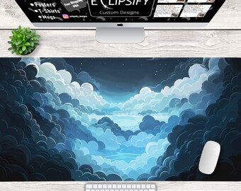 Süße Wolke Pastell Blau Maus Pad, Blaue Schreibtischmatte, Pastell Schreibtischmatte, süße Wolke Schreibtischmatte, Gaming Maus Pad, Schreibtisch Dekor