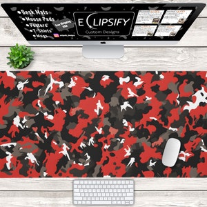 Camo Schreibtischmatte, Camo Mauspad, rotes Mauspad, weiß, hellbraun, grün, Armee Mauspad, Muster Schreibtischmatte, Gamer Mauspad, Gamer Schreibtischmatte
