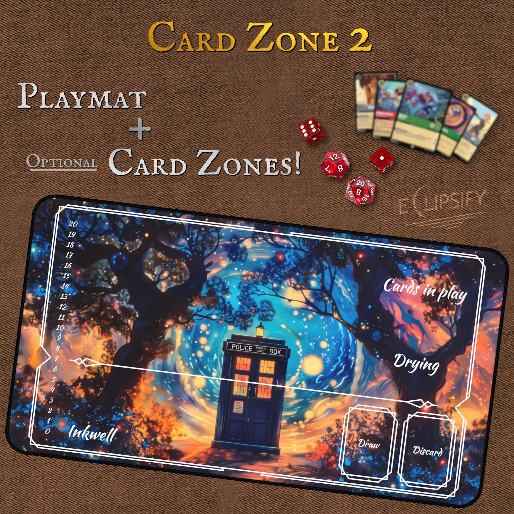 Delorean TCG Playmat, Back To, Time Travel, Starry Night, MTG Play