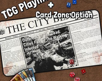 Tapete de juego TCG de Zombie Newspaper, tapete de escritorio MTG, tapete de juego, tapete de juego de cartas, tapete de juego personalizado, accesorio de escritorio único