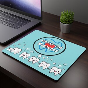 Cute Teeth Pattern Mouse Pad - Funny Dental Design, 23.5x19.6cm, 5mm Thick-772324