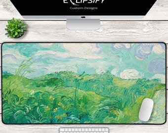 Green Wheat Field Mouse Pad, Van Gogh Art Desk Mat, Extended Mouse Pad, xxl mousepad, Laptop Mat, Desk Pad, Desk Decor, Desktop Mat