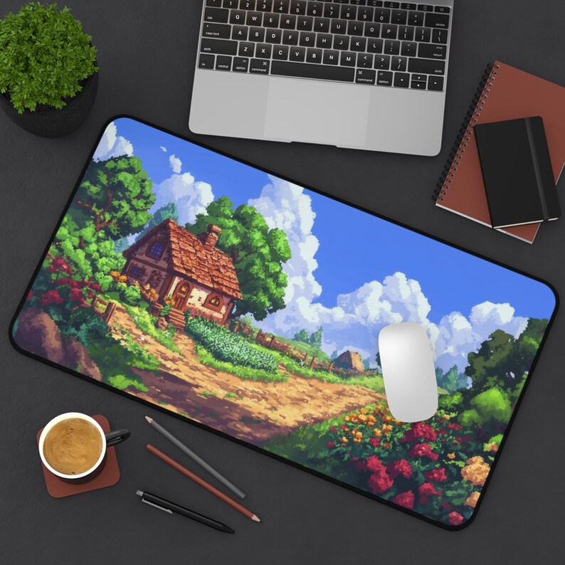 Star Valley Pixel Art Desk Mat, Cozy Farm Mouse Pad, Pixel Art Mouse ...