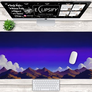 Star Valley Night Pixel Art Desk Mat, Pixel Art Mouse Pad, Cloud Mouse Pads, Custom Desk Mat, Mousepad, Gaming Mouse Pad, Gaming Desk Mat
