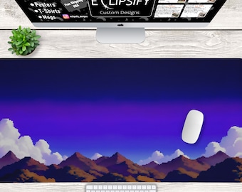 Star Valley Night Pixel Art Desk Mat, Pixel Art Mouse Pad, Cloud Mouse Pads, Custom Desk Mat, Mousepad, Gaming Mouse Pad, Gaming Desk Mat