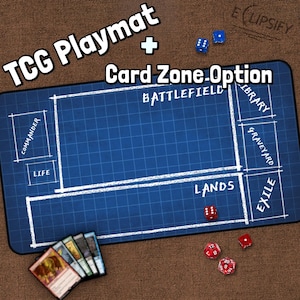 Blueprint TCG MTG Playmat, Custom Playmat, Drawing, MTG Play Mat With Zones, Unique Playmat, Gifts for Gamers, Board Game