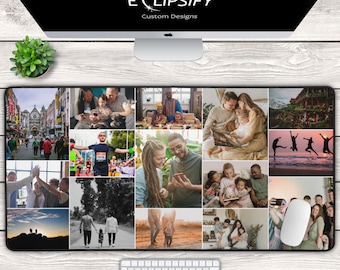 Custom Photo Collage Desk Mat And Mouse Pad, Custom Desk Pad, Gift Mouse Pad, Personalized Gift,  Office Gift, Desk Accessory