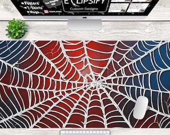 Spider Web Desk Mat, Spider Web Mouse Pad, Red Mousepad, Blue Mousepad, Spider, Gamer Mouse Pad, Gamer Desk Mat, Man