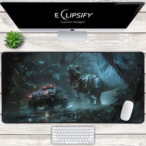 Jurassic Dinosaur Mouse Pad, T-Rex, Dinosaur Desk Mat, Jurassic Desk Mat, TCG Play Mat, MTG Mat, Gaming Mouse Pad, Gaming Desk Pad, Fantasy