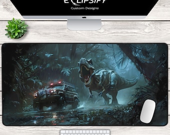 Jurassic Dinosaur Mouse Pad, T-Rex, Dinosaur Desk Mat, Jurassic Desk Mat, TCG Play Mat, MTG Mat, Gaming Mouse Pad, Gaming Desk Pad, Fantasy