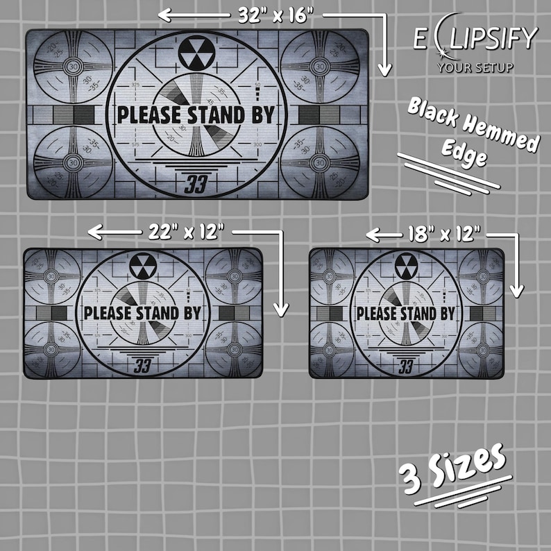 Nuclear Fall Out Mouse Pad, Nuclear Fall Out Desk Mat, Please Stand By, Gaming Desk Mat, Custom Desk Mat, Post Apocalyptic, Gamer Mousepad image 3