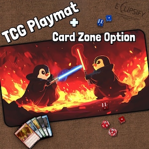 Tapete de juego Penguin Wars TCG, tapete de juego MTG, tapete de escritorio Cute Penguin, estrella, espadas de sable, alfombrilla de ratón para juegos, accesorios de escritorio, juego de mesa