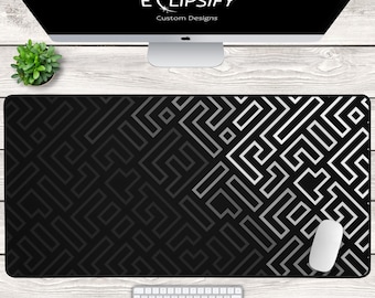 Muismat met zwart-wit patroon, zwart-witte bureaumat, gamingmuismat, bureaumat gamer