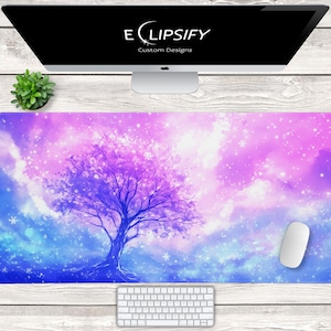 Kawaii Japanse roze kersenbloesem mousepad, kersenbloesem bureaumat, schattige roze bloemen, gamer girl bureau decor, gamer girl muismat, gaming