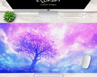 Kawaii Japanese Pink Cherry Blossom Mousepad, Cherry Blossom Desk Mat, Cute Pink Floral, Gamer Girl Desk Decor, Gamer Girl Mouse Pad, Gaming