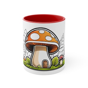 Cottagecore Mug, Mushroom Flower, Accent Coffee Mug, 11oz