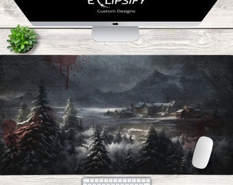 Zombie Snow Landscape Desk Mat, Zombie, Minimalist Pad, Custom Desk Mat, Last Desk Mat, Day Mouse Pad, Gaming Mouse Pad, Gaming Desk Mat