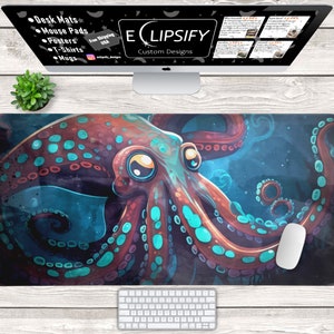 Octopus Mousepad, Octopus Schreibtischmatte, süßes Mousepad, Ästhetische Schreibtischmatte, Kawaii Schreibtischmatte, Gaming Maus Pad, Gaming Schreibtischmatte