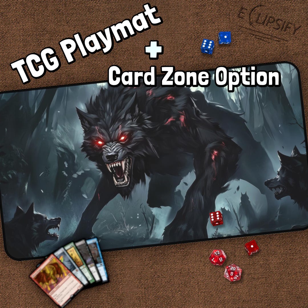 Wolf Pack TCG Playmat, Giant Wolf, MTG Desk Mat for Card Gamers ...