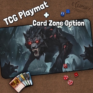 Alfombrilla de juego TCG Wolf Pack, lobo gigante, alfombrilla de escritorio MTG para jugadores de cartas, fantasía, hombre lobo, alfombrilla de juego para juegos de mesa, alfombrilla de ratón para juegos